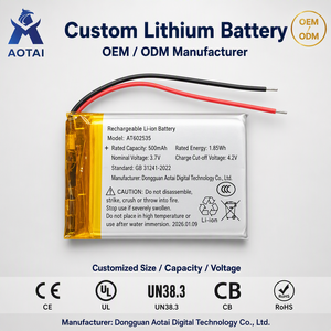 Batterie liquide haute performance 3,7 V 500 mAh 602535 AOTAI pour jouets RC et mini-drones DIY 500+ cycles - Product Image 1