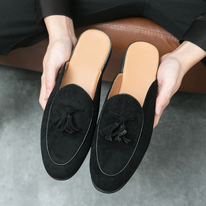 Mules à pampilles en faux <span class=keywords><strong>daim</strong></span> vertes, design tendance, demi-chaussures mocassins pour hommes - Product Image 2