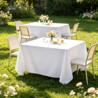 Lot de 2 housses de table personnalisées en polyester non tissé, résistantes à l'eau et lavables, 48Lx24W pouces, blanches, pour banquets de mariage en Chine
