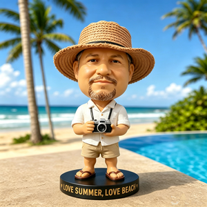 Figura de Bobblehead de Surfista Tropical Hecha a Mano en Poliresina, Personalizada, con Sombrero de Paja, Mini Tabla de Surf y <span class=keywords><strong>Chanclas</strong></span> - Product Image 5