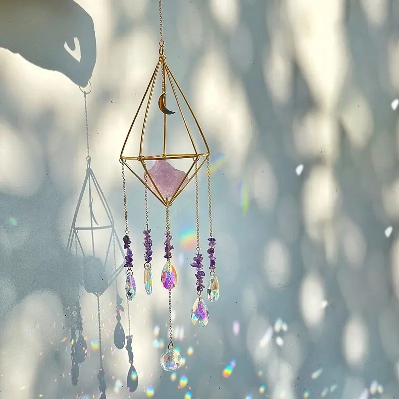 Ball Prism Hanger Natuursteen Kristal Decoratie Suncatcher Amethist Zon Catcher