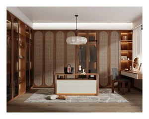 Système de dressing sur mesure de luxe avec éclairage LED, armoire en rotin, armoire en bois avec porte cintrée - Product Image 4