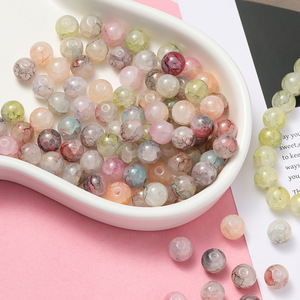 Cuentas de cristal con efecto jade de flor desplegable, redondas de 10mm para fabricación de joyas, 50 unidades, cuentas de vidrio iridiscentes color oro hielo, Verano 2024 - Product Image 2