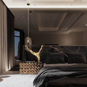 High Quality Luxury Bedroom Set Furniture Modern Italian Luxury Nightstand King <b>Size</b> <b>Bed</b> With Bedside Table FV-504-LGHI-ARIANNA - Product Image 2