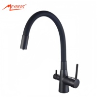 Robinet de cuisine moderne à double poignée en laiton, finition chromée, avec cartouche céramique, monotrou, douchette extractible, à poser sur comptoir