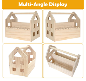 Estantería de Madera con Forma de Casa para Cuarto de Niños, Librería Pequeña para Bebés, Librería Montessori de Doble Cara con Diseño Festoneado para Niños de 1 a 5 Años - Product Image 4