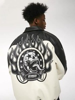 Vente en gros de blouson brodé avec logo personnalisé noir Patchwork blouson en cuir pour hommes Streetwear vestes en cuir pour hommes authentiques