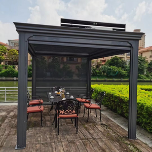 Venta al por mayor todas las estaciones pabellón impermeable Louvre personalizado al aire libre panel <span class=keywords><strong>solar</strong></span> fotovoltaico pérgola de aluminio pérgola F - Product Image 1