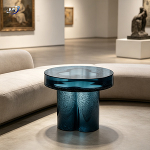 Mesa Auxiliar de Resina Transparente con Textura de Vetas Naturales y Diseño Artístico de Pilar para Muebles de Sala de Estar - Product Image 6