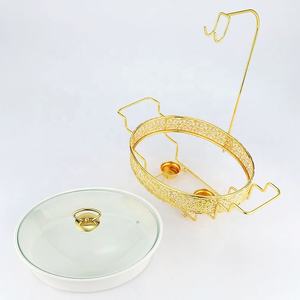 Ensemble de buffet chauffant de luxe en forme d'<span class=keywords><strong>oeuf</strong></span> en acier inoxydable doré <span class=keywords><strong>pour</strong></span> chauffe-plats à combustible <span class=keywords><strong>pour</strong></span> hôtels et restaurants - Product Image 4
