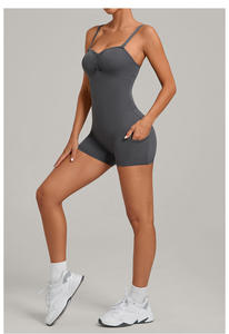 Combinaison de yoga sexy sans manches RUIQUWIN, une pièce, vêtements de sport pour femmes, tenue de sport, body à bretelles spaghetti, col rond - Product Image 2
