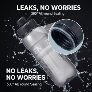 Bouteille d'eau en plastique 1350 ml, durable, étanche, portable, transparente, pour le sport, la gym, l'entraînement, les voyages, l'école, l'extérieur - Product Image 2