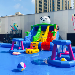 Manèges d'attractions aquatiques miniatures pour enfants piscine extérieure gonflable avec jeu <span class=keywords><strong>de</strong></span> toboggan Panda jouet flottant à vendre - Product Image 1