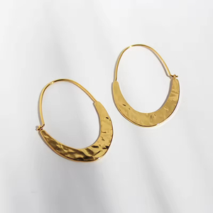 Boucles d'oreilles créoles dorées pour femmes, tendance, simples, épaisses et imposantes, bijoux d'été - Product Image 5