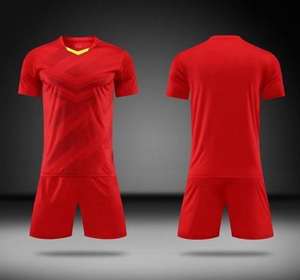 طقم زي كرة قدم مخصص رخيص 100% بوليستر للتدريب، زي رياضي برقبة دائرية مع طباعة بالليزر للاسم والشعار للجنسين - Product Image 5