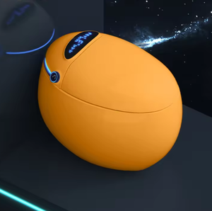 Novo Vaso Sanitário Inteligente de Chão com Design em Formato de Ovo Colorido, Cuba Redonda, Cerâmica Preta, S-Trap e Assento Aquecido - Product Image 1