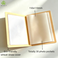 Album de cartes postales écologique avec couverture en paille de blé, 30 pochettes, intérieur en PP imperméable, couverture transparente DIY, porte-cartes photo pour collection