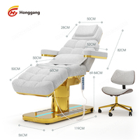 Lit de Massage Électrique de Luxe à Base Dorée, Lit de Soin du Visage et des Cils pour Salon de Beauté, Table Chaise Cosmétique avec Lampe, Mobilier de Salon pour Cils