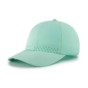 Wholesale 6 Panel Running Cap with Laser Cut Perforated Air Vent Holes Sport Hat Custom Performance Hat BSCI Headwear Factory