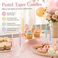 Bougies de fête géométriques à facettes, longues et effilées, en pastel mat doux, pour anniversaire, avec bases stables pour gâteau