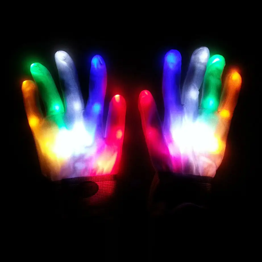 Brand New Led Gloves Light-up LED Party Gloves Multicolor glowing flashing Led Glove for Halloween, Kids Toys,Christmas