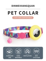 Nouveau collier pour chat avec étui de protection en polyester pour AirTag, support en silicone pour localisateur GPS, motif floral coloré avec clochette