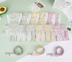 Robe pour chien Ensemble de laisse avec <span class=keywords><strong>harnais</strong></span> et nœud papillon Ensemble de laisse pour chien Ensemble de laisse avec nœud papillon Floral Princesse <span class=keywords><strong>Harnais</strong></span> pour animaux de compagnie Robe Gilet Tenues pour la marche - Product Image 3