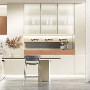 Luxury Smart F-Shape Kitchen Island Melamine Board Marble UV Lacquer Finish Multifunctional Design for Villa Apartment - Product Image 6