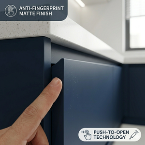 Özel Ölçülerde Modern Minimalist İki Renkli Mutfak Dolabı Seti MDF Çevre Dostu Mat Kaplama Ev İçin Mutfak Dolabı - Product Image 5
