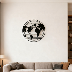 Casier à <span class=keywords><strong>vin</strong></span> suspendu industriel mural rond bouteille <span class=keywords><strong>de</strong></span> <span class=keywords><strong>vin</strong></span> support en verre grande carte du monde <span class=keywords><strong>mur</strong></span> métal minimaliste moderne - Product Image 5