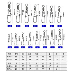 ตะขอเกี่ยวแบบหมุนได้สำหรับตกปลา ขนาด 4/0 ถึง 14 ชุบนิกเกิล สำหรับอุปกรณ์ตกปลาน้ำจืด - Product Image 1