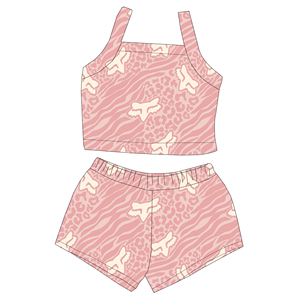 Set di Abbigliamento Personalizzato per Bambine con Motivo Hawaiano, Top Senza Maniche e Pantaloncini in Tessuto Seta di Latte, 2 Pezzi - Product Image 2