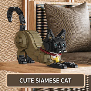 66114 Gato Siamés Realista de Plástico ABS, Modelo de Animal, Juguete Educativo de Bloques de Construcción para Mayores de 14 Años, Decorativo - Product Image 3