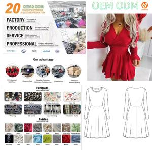 1133 mini vestido con cuello en V y estampado floral <span class=keywords><strong>para</strong></span> mujer, corto, informal, acampanado, en forma de A, ropa formal de talla grande, manga larga de otoño <span class=keywords><strong>para</strong></span> mujer joven - Product Image 1