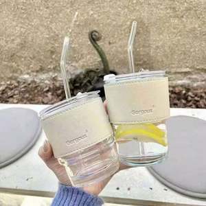 Creative Printed logo Gift Advertising Straw Coffee Water Cup with Leather case for Office Workers and Students. - Product Image 5