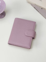 Portefeuille-classeur A7 en cuir véritable Litchi de qualité supérieure, rechargeable, avec emplacements pour cartes, pour la gestion budgétaire et l'usage quotidien