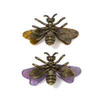 Ornement en pierre naturelle sculptée à la main en laiton, motif fleur de cerisier, agate, améthyste, ailes d'ange, statue de fée en pierres précieuses