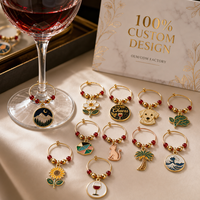 Breloques de verre à vin thème plage tropicale, marqueurs de boisson personnalisés pour l'été, pendentifs flamant rose, feuille, citron pour fêtes de vacances, vente en gros