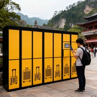 Casillero Inteligente para Equipaje de 15 Puertas con Toldo, Gabinete de Almacenamiento de Autoservicio para Aeropuertos, Hoteles, Salas de Espera y Atracciones Turísticas