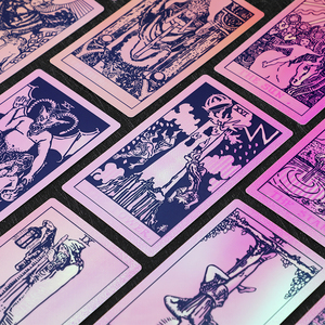 Shenzhen XM Marca Oro/Plata Acabado Tarot Cards Neo Rider Tarot - <span class=keywords><strong>7</strong></span> Colección Deathly Sin 70*120mm Cubierta el Iridiscente Dec - Product Image 5