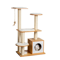 En gros, Grand arbre à chat moderne de luxe en bois, pliable, avec structure d'escalade et 4 niveaux, pour chats