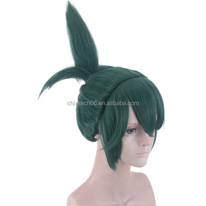 La peluca <span class=keywords><strong>de</strong></span> cosplay del Lord Saint Dakuzi presenta una cola <span class=keywords><strong>de</strong></span> caballo verde y muy alta, hecha <span class=keywords><strong>de</strong></span> cabello sintético. - Product Image 5