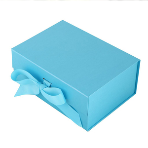 <strong>Custom</strong> Logo Rigid <strong>Cardboard</strong> Packaging Magnetic Lid Closure Blue Paper Gift <strong>Box</strong> With Ribbon - Product Image 4