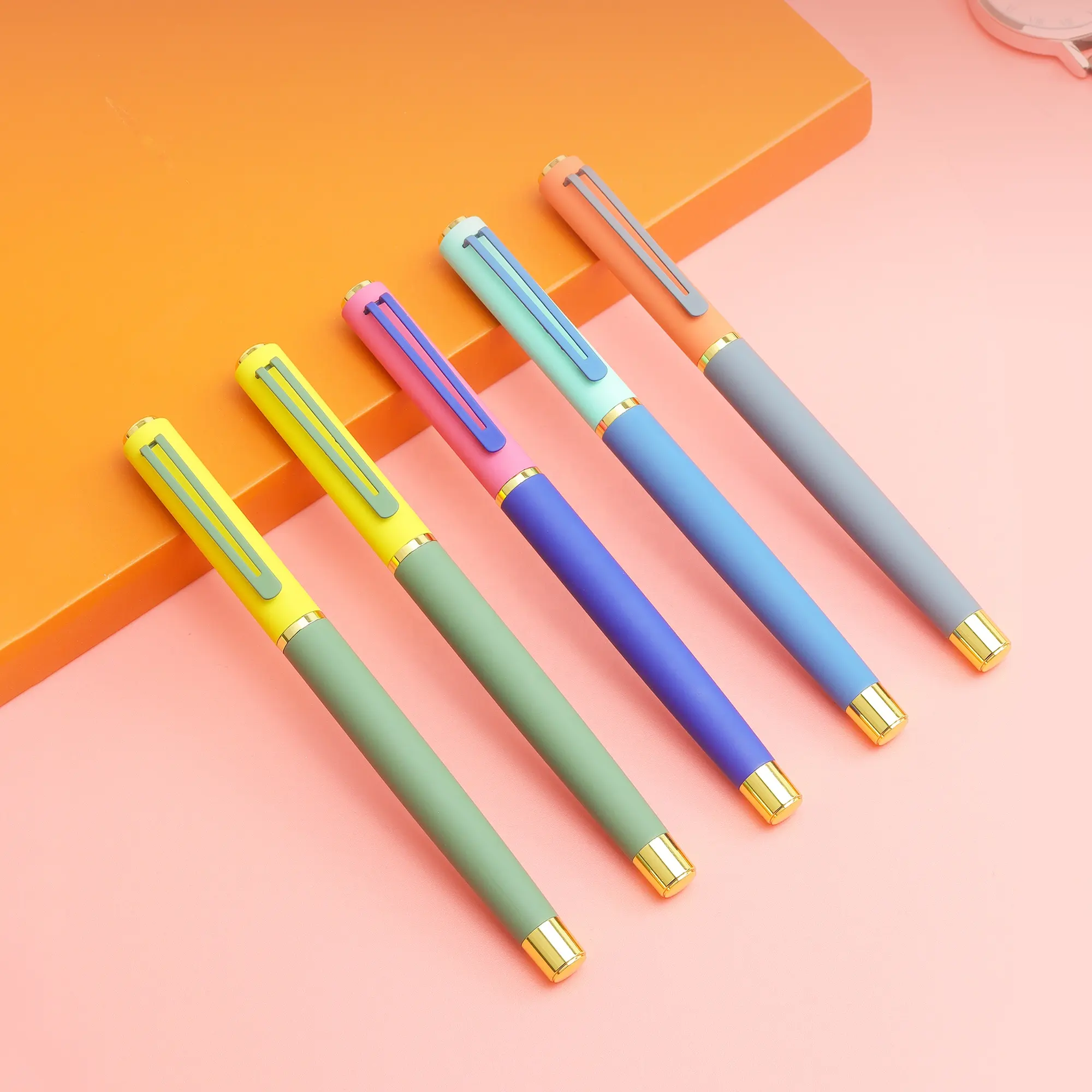 Indah morandi pena warna untuk wanita mewah logam rollerball gel tinta pena dengan merek Anda sendiri