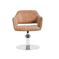 Ensemble complet de mobilier de salon de coiffure couleur beige avec fauteuil de coiffage et poste de travail avec miroir arqué