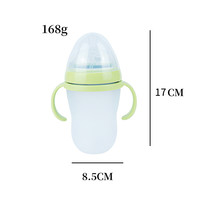 Biberon à lait en silicone de 150ml de grand diamètre avec poignée au toucher réel et paille anti-brûlure et anti-chute imitant le sevrage