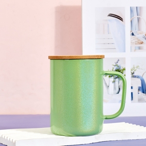 Agh New Arrival 17Oz thăng hoa đầy màu sắc ánh sáng lung linh Glass Mug đi kèm với xử lý và tre có nắp đậy - Product Image 4