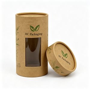 Emballage <span class=keywords><strong>en</strong></span> tube de papier kraft écologique, boîte cylindrique avec fenêtre pour l'emballage de thé biologique, de café, d'aliments, personnalisation OEM ODM, <span class=keywords><strong>grossiste</strong></span> - Product Image 1