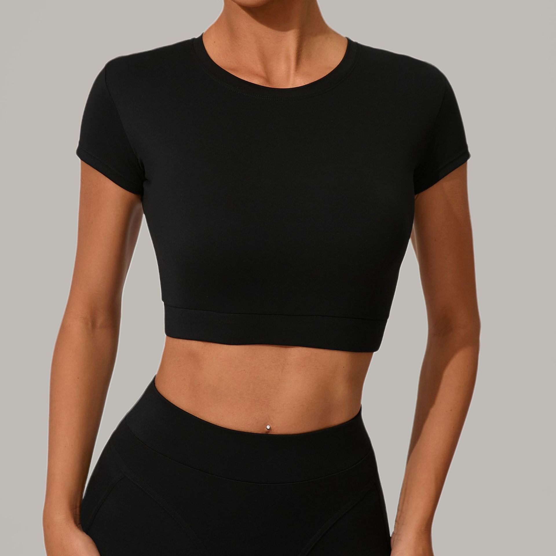 Custom Logo Round-neck Yoga Top Fitness Short Sleeve Outdoor Running Yoga Top Women's Casual Gym Top