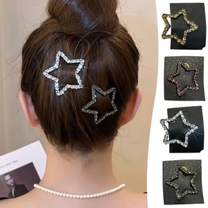 Pinzas para el cabello coreanas con diamantes de imitación a la moda, pinzas para el cabello con estrella de Color Simple, horquilla a presión para mujer, nuevo artículo, tocados para mujer - Product Image 3